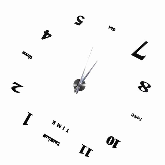Modern DIY Large Wall Clock Kit 3D Mirror Surface Sticker for Home Office Room