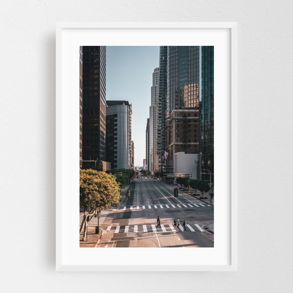 Modern DTLA - Los Angeles California Photography Cityscape Architecture Street Photography Skyline Scenic White Framed Wall Art Print 5 x 7 inches
