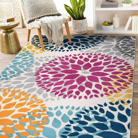 Modern Dahila Flower Carpet for Living Room Decor Sofa Table Large Area Rugs Bedroom Bedside Antislip Floor Mat Entrance Doormat