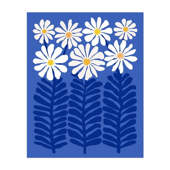 Modern Daisy - Illustration Floral Flowers Modern Art Minimalist Botanical Nature Abstract Unframed Wall Art Print 30 x 40 inches