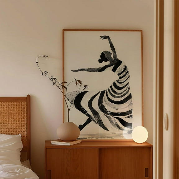 Modern Dance Art Print, Black And White Abstract Ballet, Elegant Minimalist, Graceful Dancer Silhouette, Monochrome Art Wall Art, Modern Wall Decor, 16x24 UNFRAMED
