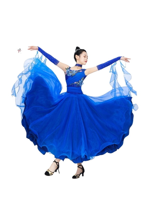 Modern Dance Clothes Women Ball Party Dress Girls Stage Female Suit Match Line Wear Waltz Jazz