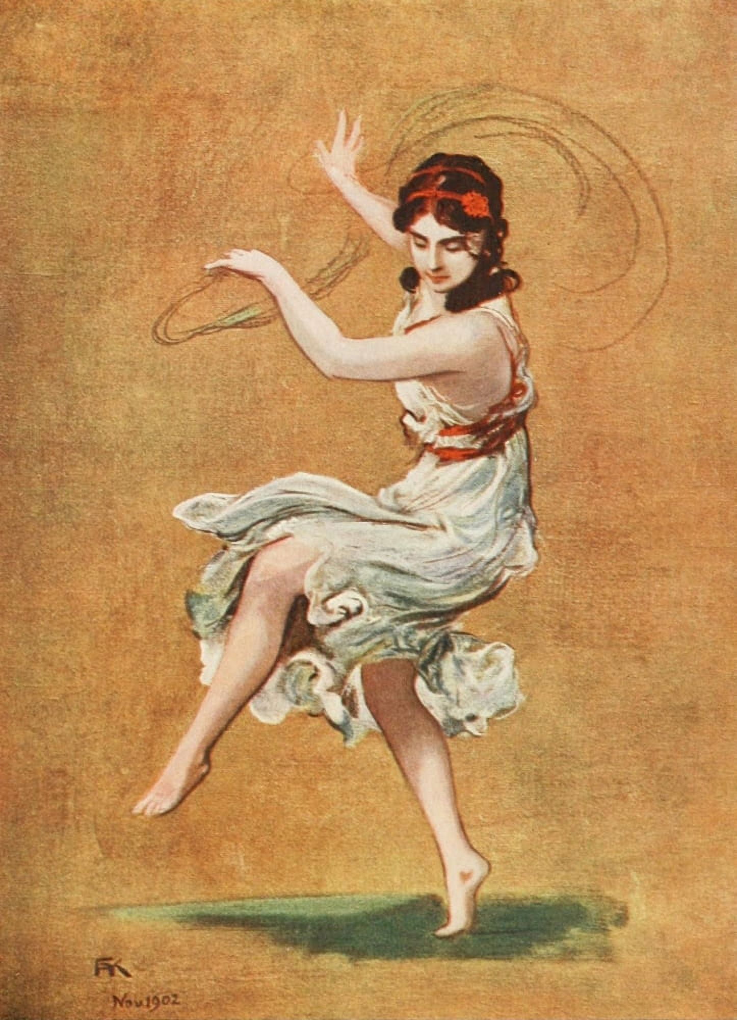 Modern Dancing & Dancers 1912 Isadora Duncan Canvas Art - FA von Kaulbach (18 x 24)