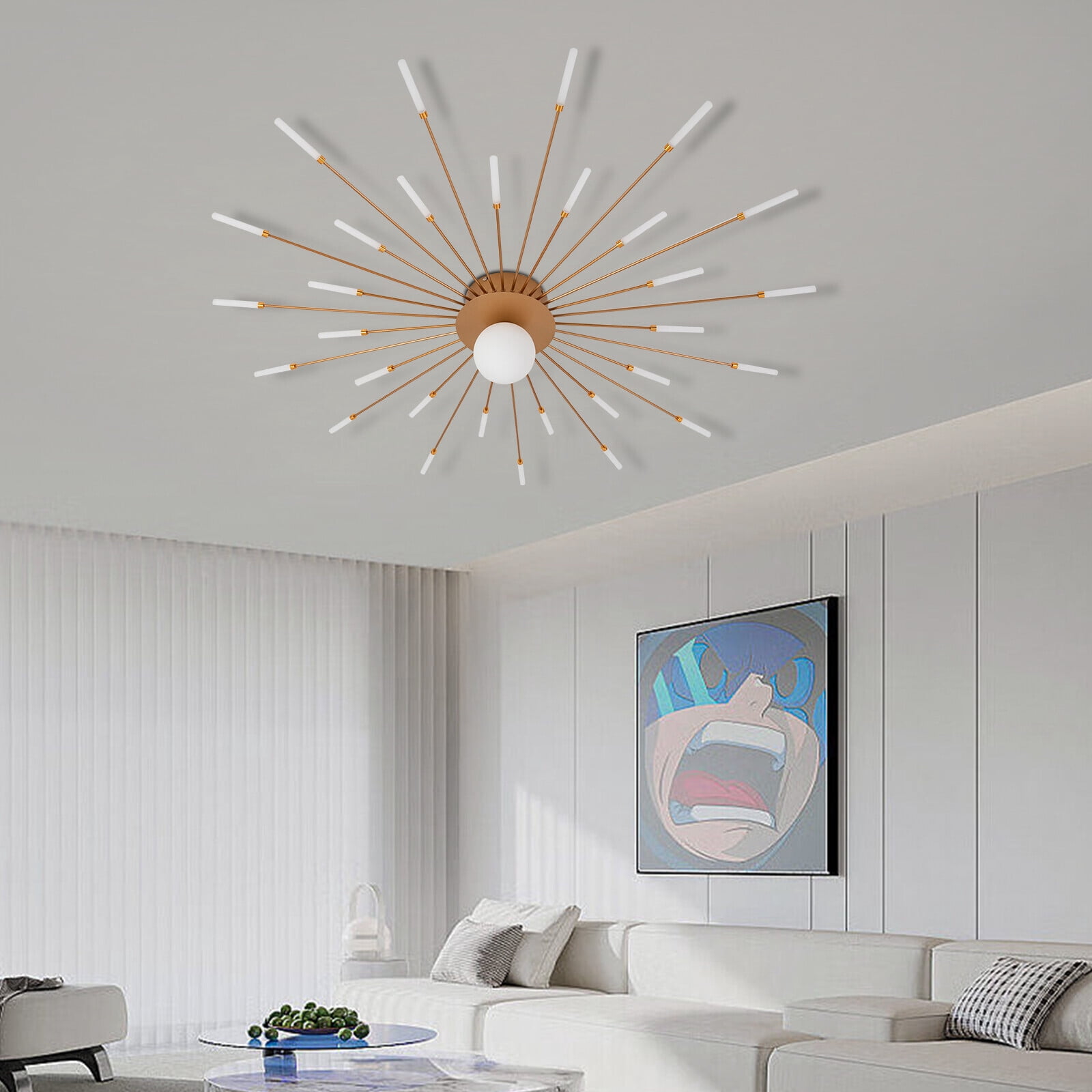 Modern Dandelion Chandelier Gold Crystal Fireworks Ceiling Light ...
