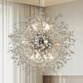 Modern Dandelion Chandeliers 12Lights, Round Chrome Crystal Pendant
