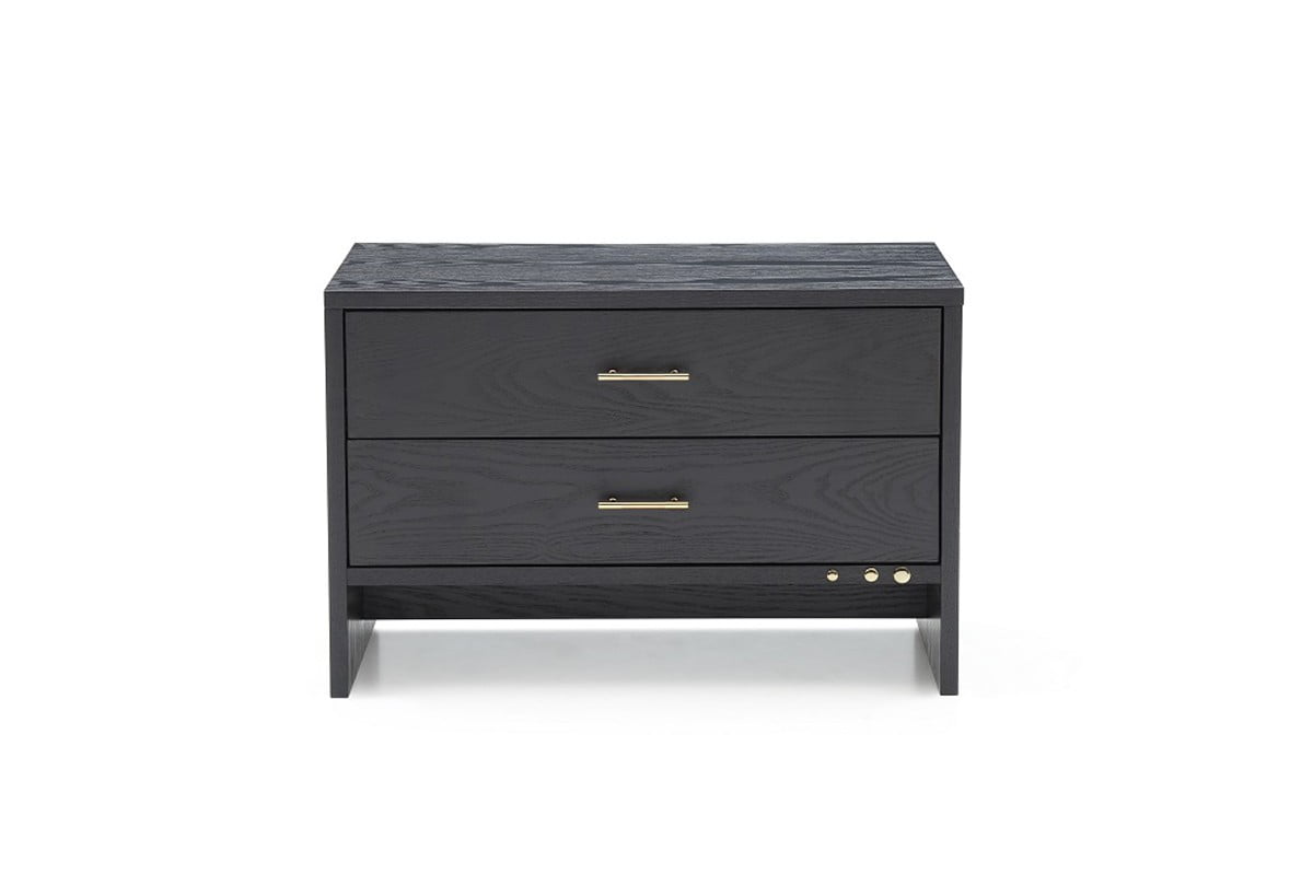Modern Dark Gray Ash 2-Drawer Rectangular Nightstand