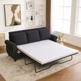 thumbnail image 1 of Modern Dark Gray Linen Sleeper Sofa Bed with Pull-Out Queen Mattress, 81.5" 3-Seater Convertible Couch for Living Room, Apartment, Studio Furniture, 1 of 11