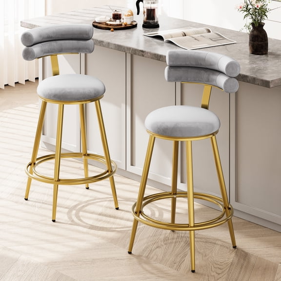 Modern Dark Gray Stools Pair / Suitable for Different Rooms / Sturdy Metal Frame