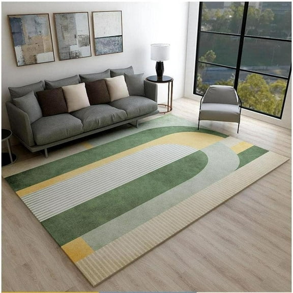 Modern Dark Green Rug 4x7ft Area Rugs Abstract Emerald Waves Rugs Soft Washable Non Slip Carpet for Room Living Room Bedroom Entry Floor Mats