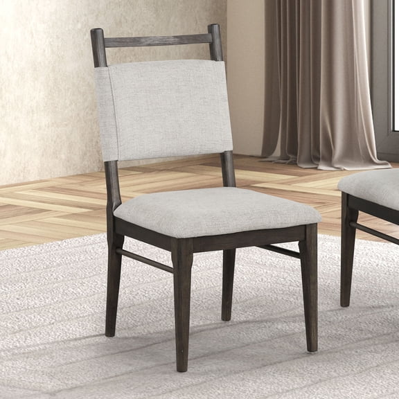 Modern Dark Walnut 2pc Side Chairs Upholstered Seat Polyester Rubber wood Dining Room Furn