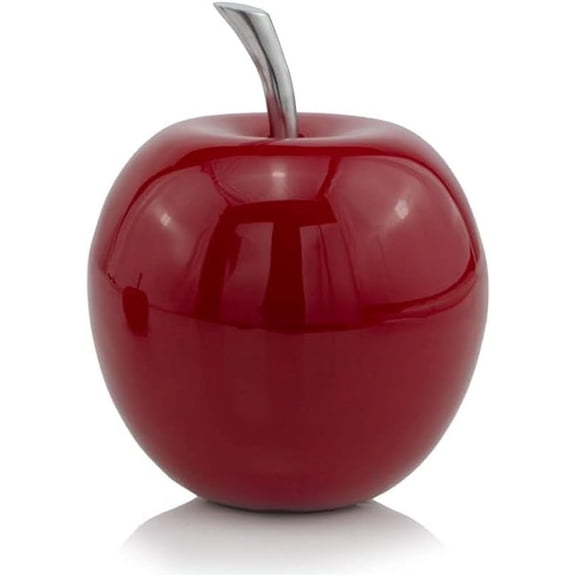 Modern Day Accents 3462 Manzano Red , Fruit Decor, Teacher Gifts, School, Teacher Decor, Gifts, Office Desk Decor, Home Decor, Red with Silver Stem, Sculpture, Aluminum, 6" Lx6 Wx8 H