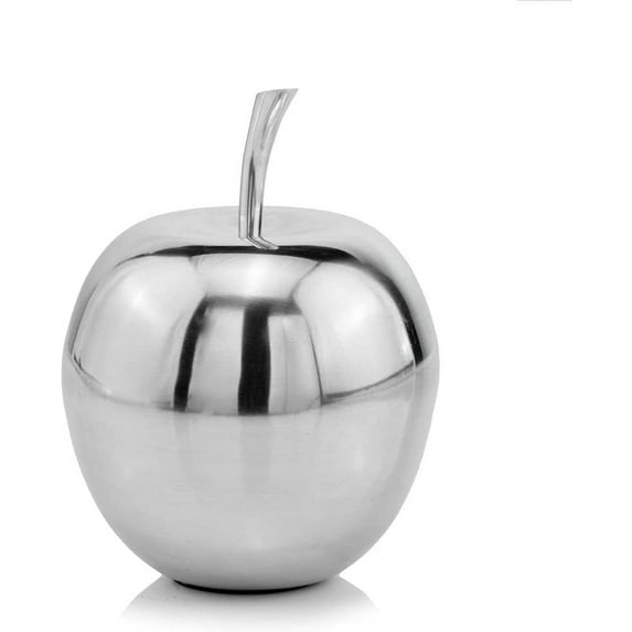 Modern Day Accents 3562 Manzano Polished , Fruit Decor, Teacher Gifts, School, Teacher Decor, Gifts, Office Desk Decor, Home Decor, Silver , Sculpture, Aluminum, 6" Lx6 Wx8 H