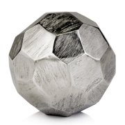 Modern Day Accents Silver Facetado Sphere, Filler, Abstract, Modern, Aluminum, Rough, Texture, Circle, Sculpture, Home, Office, Desk, Tabletop, 4" x 4" x 4"