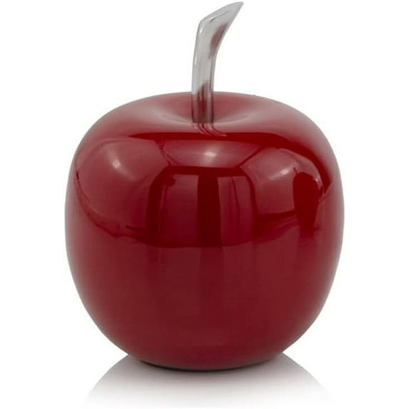 Modern Day Accents 3962 Manzano SM Red , Fruit Decor, Teacher Gifts, School, Teacher Decor, Gifts, Office Desk Decor, Home Decor, Red with Silver Stem, Sculpture, Aluminum, 4" Lx4 Wx5.5 H