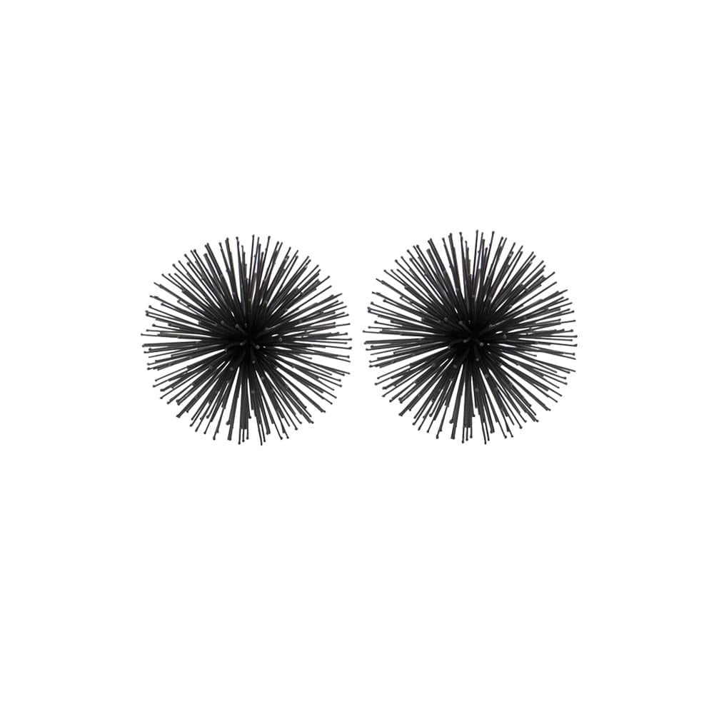 Modern Day Accents 5387 Erizo Urchin X-Small Black Sphere Set of 2, Coffee Table Room Decor, Black Decor, Shelf Decor, Modern Decor, Starburst Centerpiece, Spike Ball Decoration, Home, Office 4" D