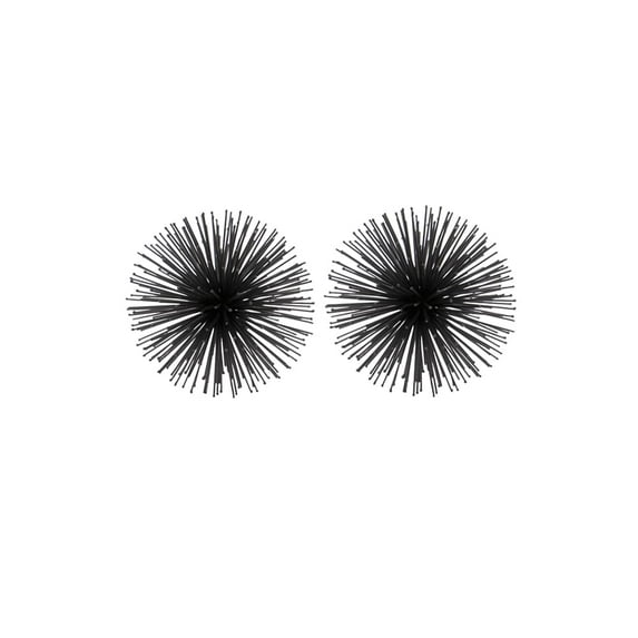 Modern Day Accents 5387 Erizo Urchin X-Small Black Sphere Set of 2, Coffee Table Room Decor, Black Decor, Shelf Decor, Modern Decor, Starburst Centerpiece, Spike Ball Decoration, Home, Office 4" D