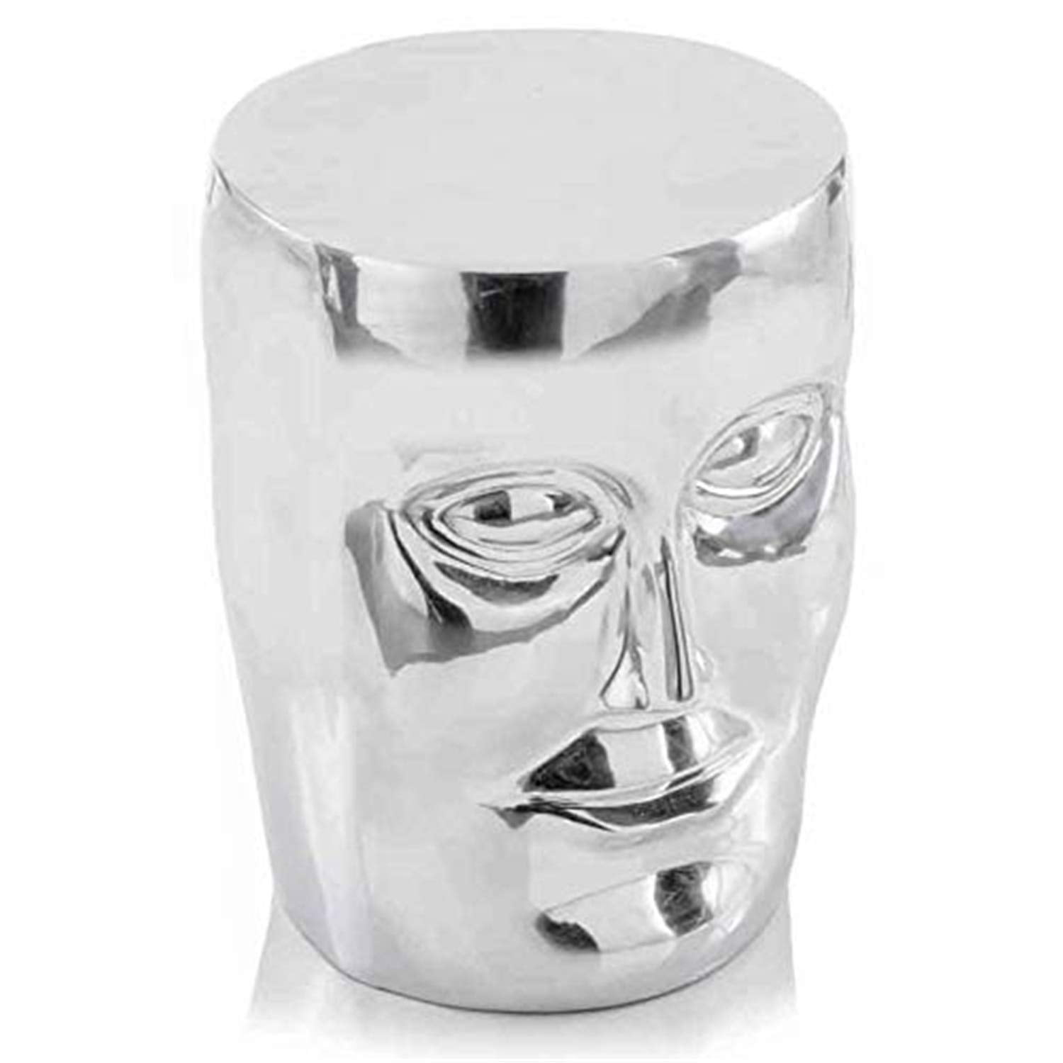 Modern Buffed Shiny Aluminum Round Accent Stool
