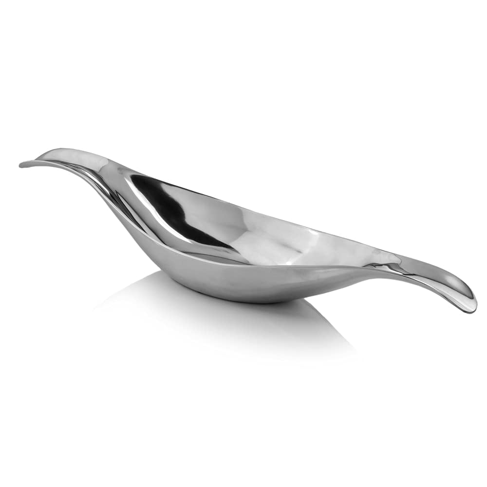 Silver Aluminum Long Wavy Decorative Bowl