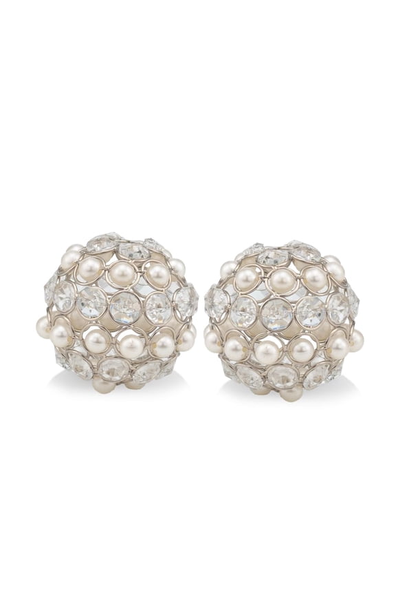 Facetas Perla 3" Cristal & Pearl Spheres - Set of 2