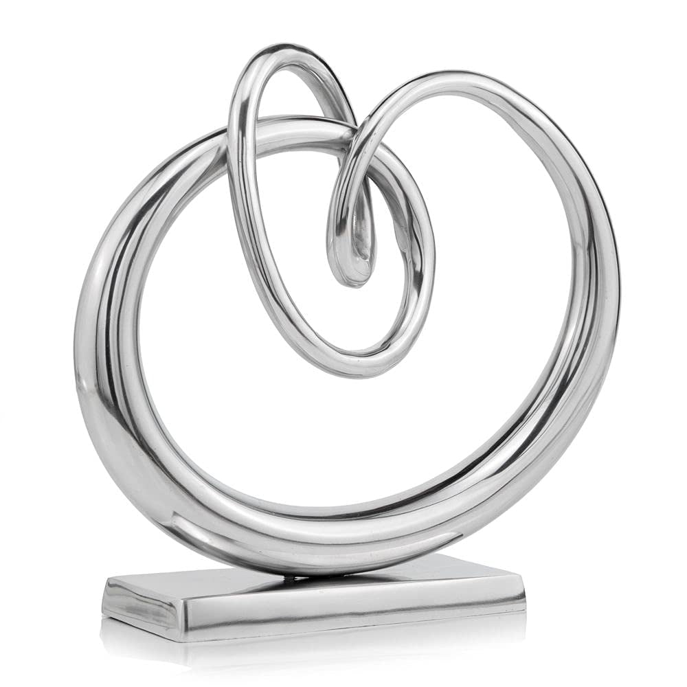 Sleek Silver Cast Aluminum Twisted Knot Statue