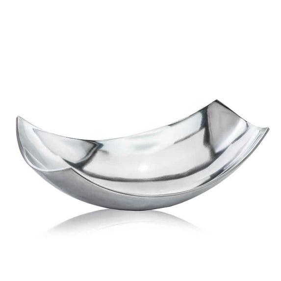 Modern Day Accents Silver SM Cucha Small Scoop, Shiny Bowl, Aluminum, Modern, Tabletop, Accent Piece, Home or Office, Decor, 13" L x 7.5" W x 4.5" H