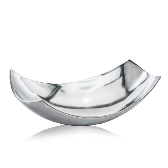 Modern Day Accents Silver SM Cucha Small Scoop, Shiny Bowl, Aluminum, Modern, Tabletop, Accent Piece, Home or Office, Decor, 13" L x 7.5" W x 4.5" H