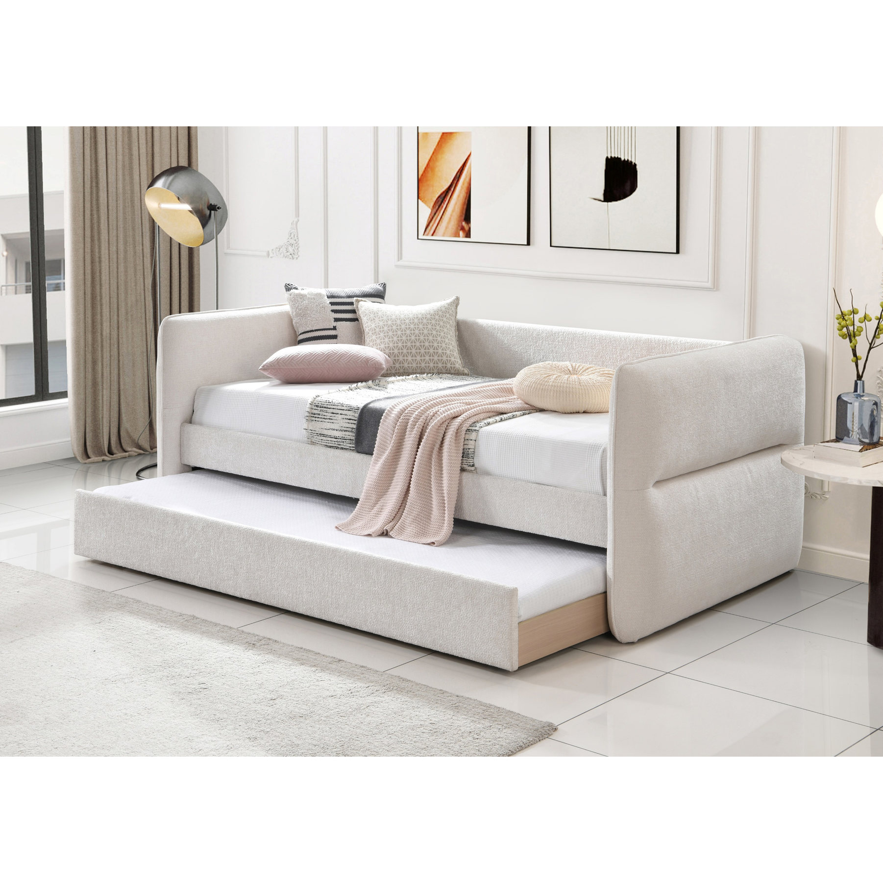 Modern Daybed + Trundle Feature" - "Guest Stay + Convenient Hosting