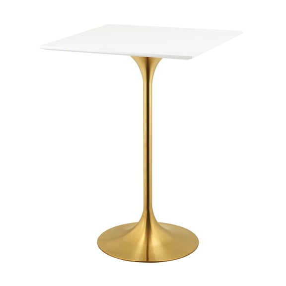 Modern Deco Contemporary Urban Design Bar Pub and Dining Kitchen Bar Table, Metal Steel Wood, Gold White