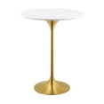 thumbnail image 1 of Modern Deco Contemporary Urban Design Bar Pub and Dining Kitchen Bar Table, Metal Steel Wood, Gold White, 1 of 4