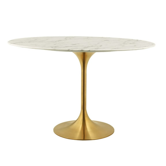 Modern Deco Contemporary Urban Design Kitchen Dining Room Dining Table, Metal Steel Artificial Marble, Gold White