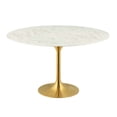 thumbnail image 1 of Modern Deco Contemporary Urban Design Kitchen Dining Room Dining Table, Metal Steel Artificial Marble, Gold White, 1 of 4