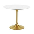 thumbnail image 1 of Modern Deco Contemporary Urban Design Kitchen Dining Room Dining Table, Metal Steel Wood, Gold White, 1 of 4