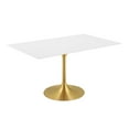 thumbnail image 1 of Modern Deco Contemporary Urban Design Kitchen Dining Room Dining Table, Metal Steel Wood, Gold White, 1 of 4