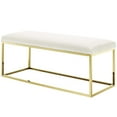 thumbnail image 1 of Modern Deco Contemporary Urban Design Living Room Lounge Club Lobby Accent Chair Bench, Velvet Fabric Metal Steel, Gold Ivory, 1 of 5