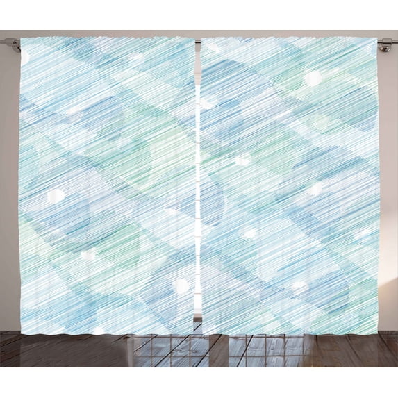 Ambesonne Modern Curtains 2 Panel Set, Modern Image Stripes, 108" x 90", Blue and White