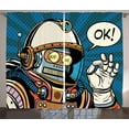 thumbnail image 1 of Ambesonne Space Curtains 2 Panel Set, Futuristic Comics Robot, 108" x 90", Multicolor, 1 of 3