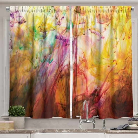 Ambesonne Modern Kitchen Curtains, Rainbow Colored Image, 55"x39", Multicolor