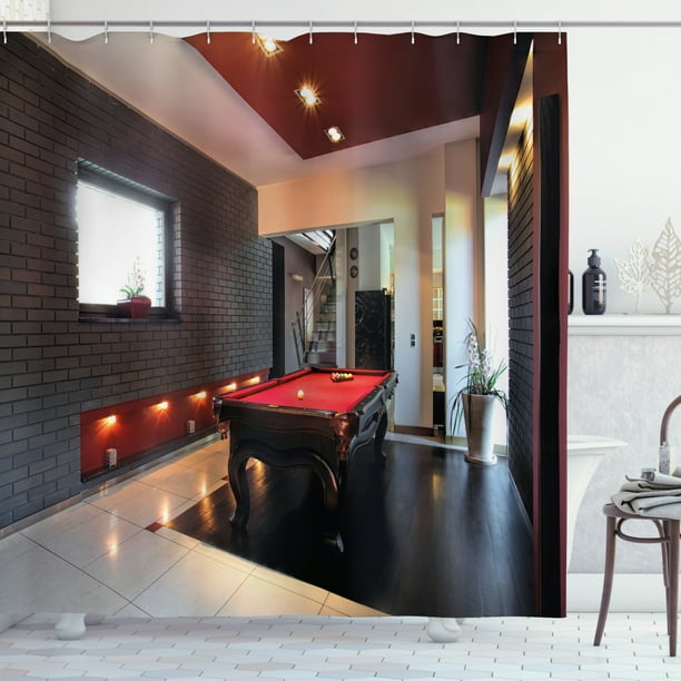 Modern Decor Shower Curtain, Stylish Luxury Home with Snooker
