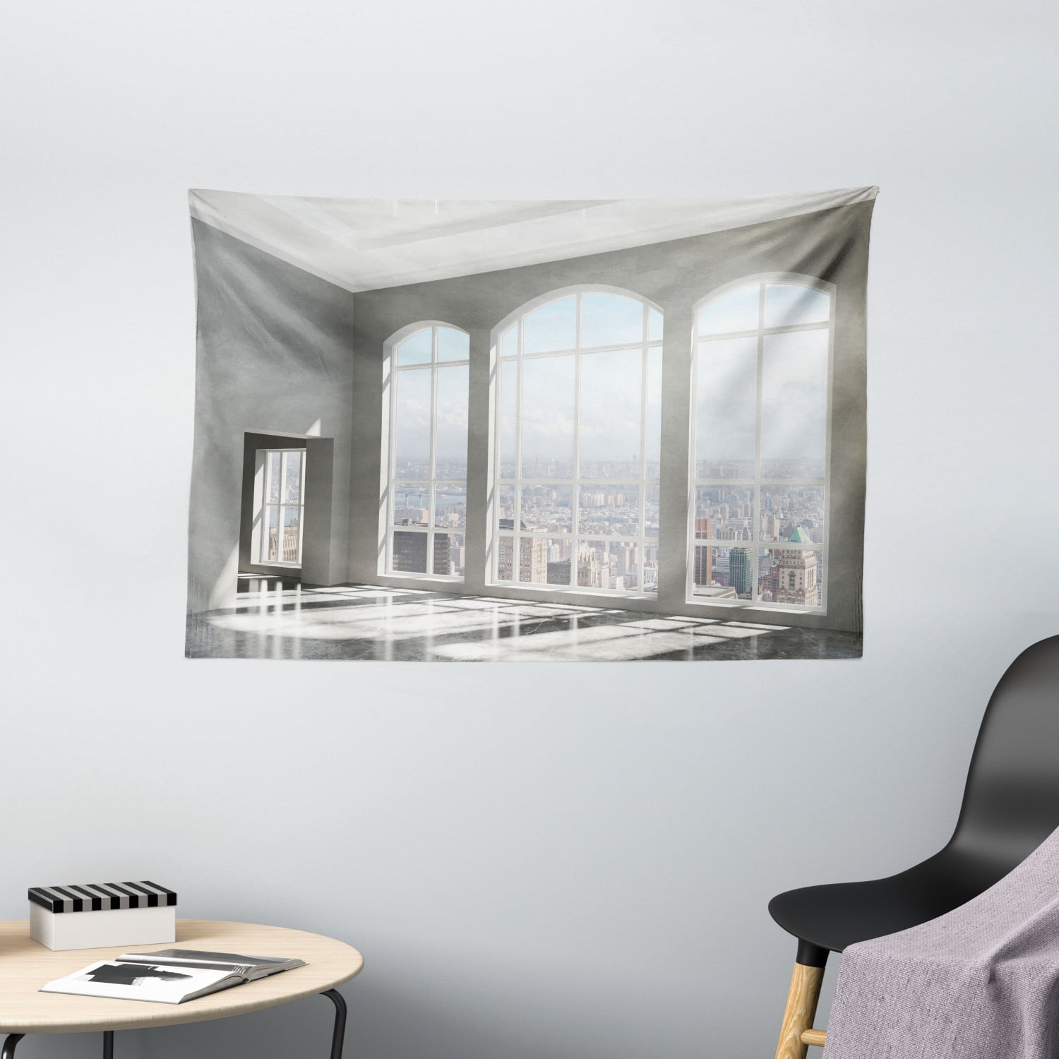 Modern Decor Tapestry, Fancy Luxury House in Urban City Scenery with ...