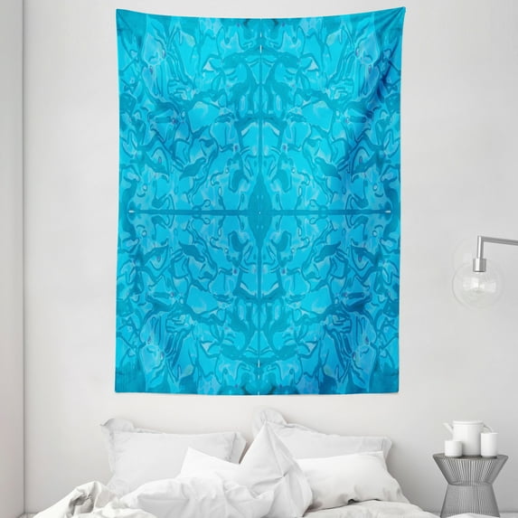 Modern Decor Tapestry, Water like Unusual Pattern with Bunch of Contour Shaped Trippy Forms Graphic, Wall Hanging for Bedroom Living Room Dorm Decor, 60W X 80L Inches, Indigo Blue, by Ambesonne