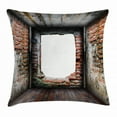 thumbnail image 1 of Modern Decor Throw Pillow Cushion Cover, Abondoned Grunge Old Torn Interior Four Side Brick Walls Cracks Rugged Rusty, Decorative Square Accent Pillow Case, 24 X 24 Inches, Grey Redwood, by Ambesonne, 1 of 2