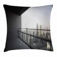 thumbnail image 1 of Modern Decor Throw Pillow Cushion Cover, Arabian City Dubai Landscape Downtown from Balcony Photo Image, Decorative Square Accent Pillow Case, 20 X 20 Inches, Charcoal Grey and White, by Ambesonne, 1 of 2