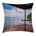 thumbnail image 1 of Modern Decor Throw Pillow Cushion Cover, Balcony Porch Sea Ocean View in Trinidad and Tobago Island Tropic Photo Image, Decorative Square Accent Pillow Case, 18 X 18 Inches, White Multi, by Ambesonne, 1 of 2