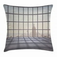 thumbnail image 1 of Modern Decor Throw Pillow Cushion Cover, Big Office Windows Lattice Square Lines Apartment Urban City Skyscapers, Decorative Square Accent Pillow Case, 20 X 20 Inches, Pale Purple Beige, by Ambesonne, 1 of 2