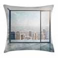 thumbnail image 1 of Modern Decor Throw Pillow Cushion Cover, Empty Loft Cityscape Apartment Buildings Industrial Landscape Image, Decorative Square Accent Pillow Case, 18 X 18 Inches, Light Grey and White, by Ambesonne, 1 of 2