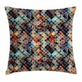 thumbnail image 1 of Modern Decor Throw Pillow Cushion Cover, Geometric Retro Design Background with Paisley Figures Spots like Art Print, Decorative Square Accent Pillow Case, 18 X 18 Inches, Multicolor, by Ambesonne, 1 of 2