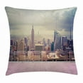 thumbnail image 1 of Modern Decor Throw Pillow Cushion Cover, New York City Usa Landscape from Roof Apartment Balcony Photo Image, Decorative Square Accent Pillow Case, 18 X 18 Inches, Grey White and Pink, by Ambesonne, 1 of 2