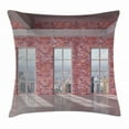 thumbnail image 1 of Modern Decor Throw Pillow Cushion Cover, Red Brick Wall Loft Interior with Windows to City Urban Contemporary Design, Decorative Square Accent Pillow Case, 18 X 18 Inches, Multicolor, by Ambesonne, 1 of 2