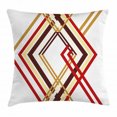 thumbnail image 1 of Modern Decor Throw Pillow Cushion Cover, Retro Diamond Like Border Lined Geometric Artwork Design, Decorative Square Accent Pillow Case, 20 X 20 Inches, Ruby Caramel Brown and Tan, by Ambesonne, 1 of 2
