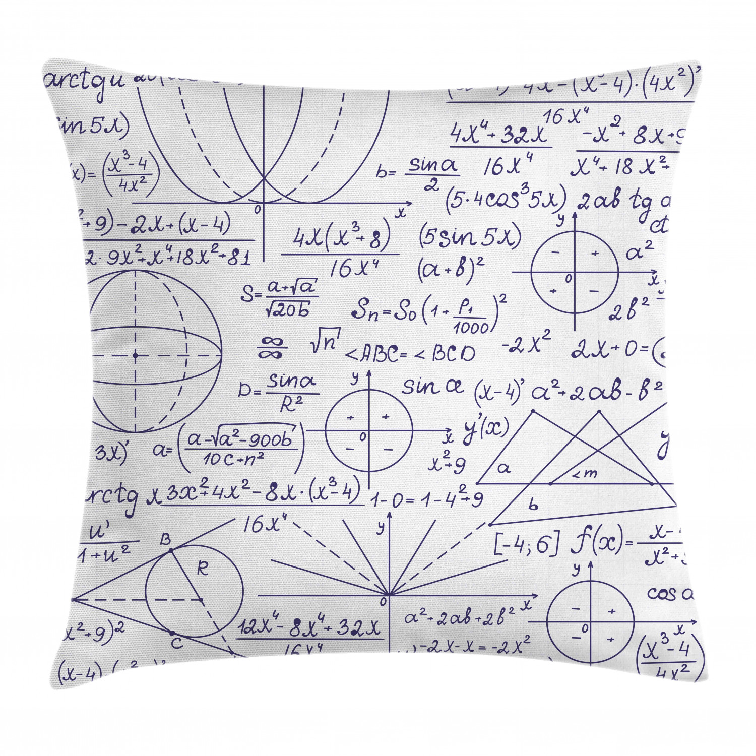 Modern Decor Throw Pillow Cushion Cover School Genius Bright Student Math Geometry Science Numbers Formules Image Decorative Square Accent Pillow Case 18 X 18 Inches Black and White by Ambesonne Walma...